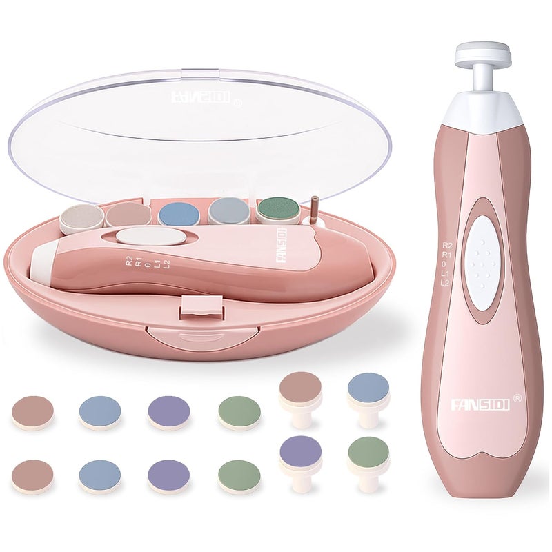FANSIDI Baby Nail Trimmer Electric – Limited Blush Petal Pink, Gentle Baby Nail File Electric| 10 Grinding Heads + 8 Replacement Pads| Quiet LED |Baby Nail Clippers for Newborn Infant Toddler - Image 1
